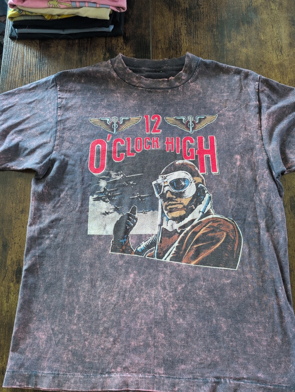 12 O'Clock High Graphic Crewneck T-Shirt - Washed Black